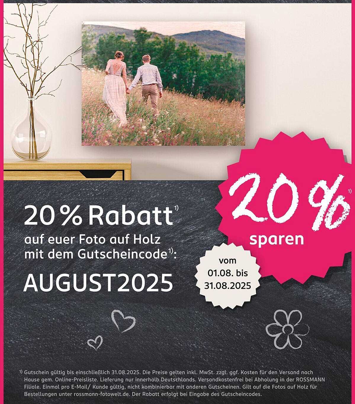 20 % Rabatt auf euer Foto auf Holz