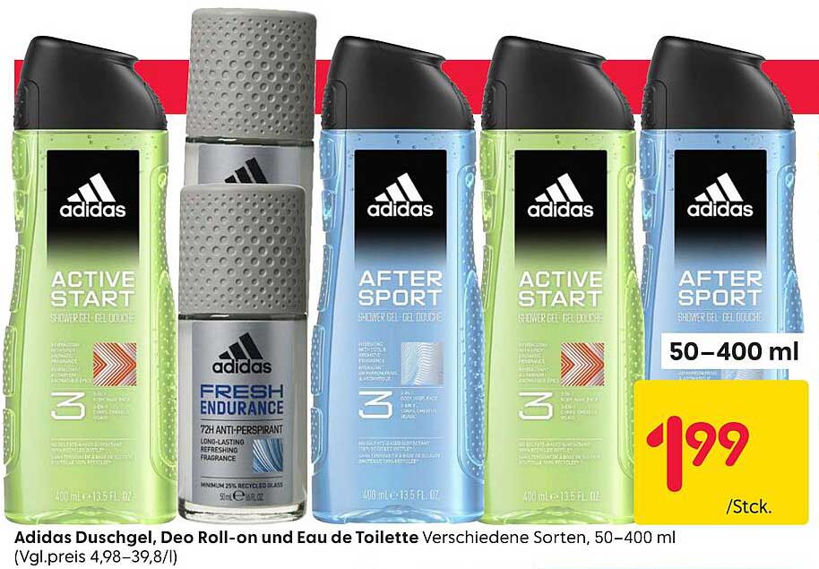 Adidas Duschgel, Deo Roll-on und Eau de Toilette Verschiedene Sorten, 50–400 ml
