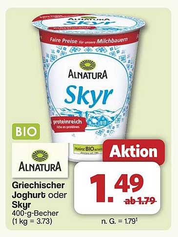 Alnatura Griechischer Joghurt oder Skyr 400-g-Becher