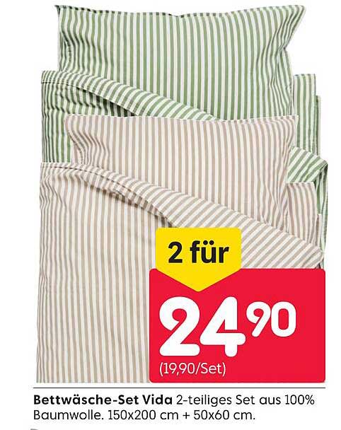 Bettwäsche-Set Vida 2-teiliges Set aus 100% Baumwolle