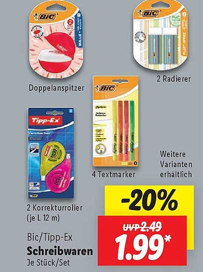 BIC/Tipp-Ex Schreibwaren Je Stück/Set