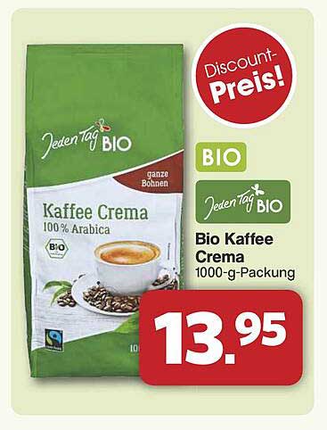 Bio Kaffee Crema 100 % Arabica 1000-g-Packung