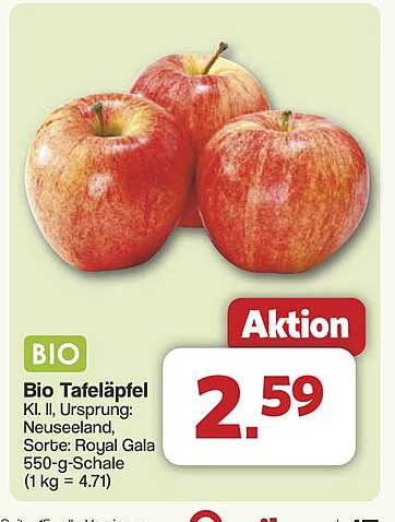 Bio Tafeläpfel Kl. II, Neuseeland, Sorte: Royal Gala 550-g-Schale
