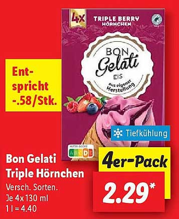 Bon Gelati Triple Hörnchen 4er-Pack