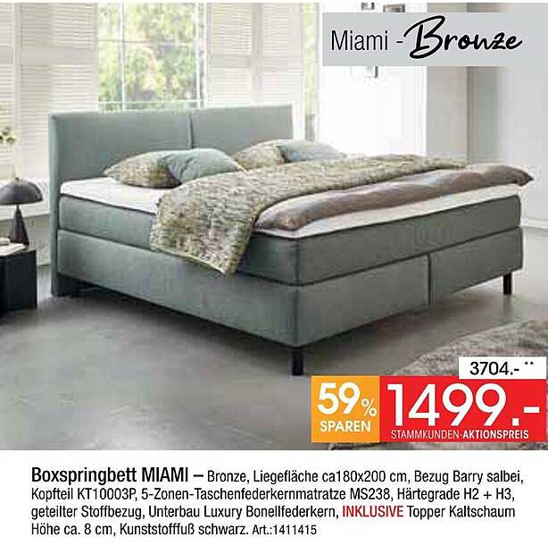 Boxspringbett MIAMI – Bronze