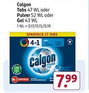 Calgon Tabs 47 WL oder Pulver 52 WL oder Gel 43 WL