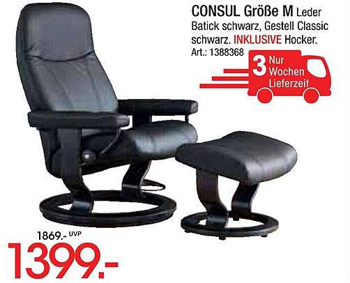 CONSEL Größe M Leder Batick schwarz - Inklusive Hocker