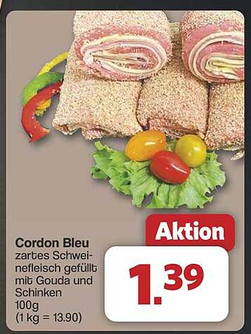 Cordon Bleu zartes Schweinefleisch gefüllt mit Gouda und Schinken