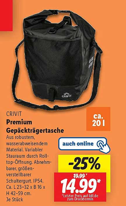 CRIVIT Premium Gepäckträgertasche