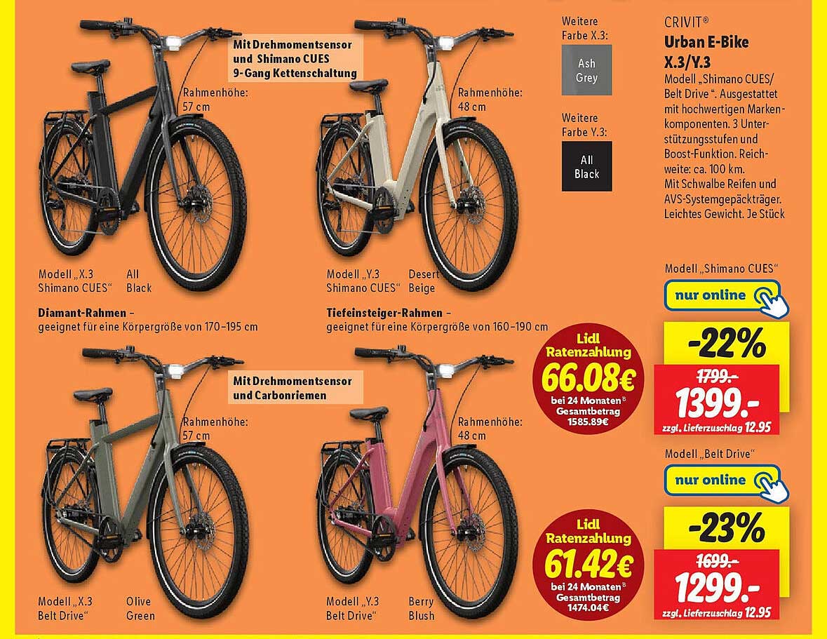 CRIVIT® Urban E-Bike X.3/Y.3