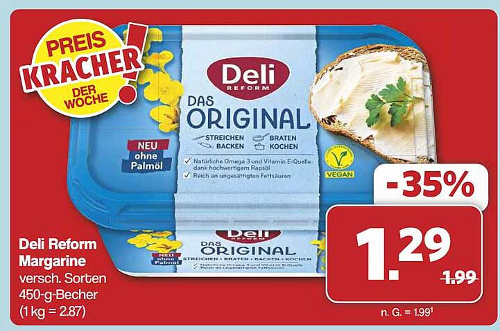Deli Reform Margarine, 450 g Becher – Preis Kracher der Woche!