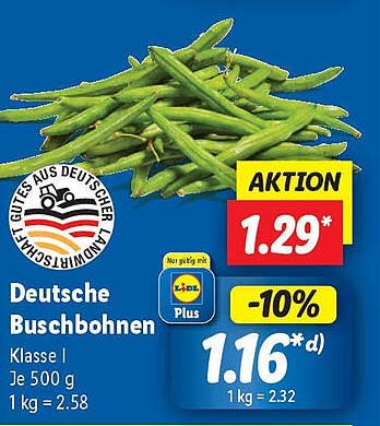 Deutsche Buschbohnen - Klasse I, 500 g