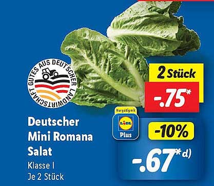 Deutscher Mini Romana Salat - 2 Stück für nur 0,67€