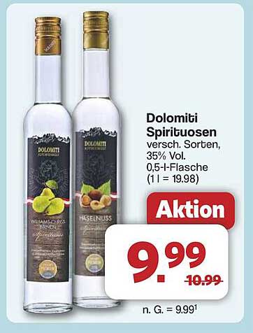 Dolomiti Spirituosen - verschiedene Sorten
