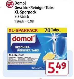 Domol Geschirr-Reiniger Tabs XL-Sparpack 70 Stück