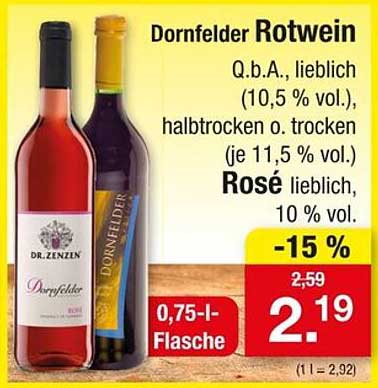 Dornfelder Rotwein - Q.b.A., lieblich (10,5 % vol.)