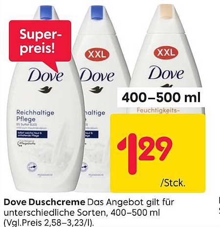 Dove Duschcreme 400–500 ml