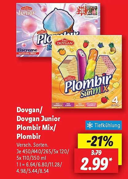 Dovgan/Dovgan Junior Plombir Mix/Plombir Eiscreme