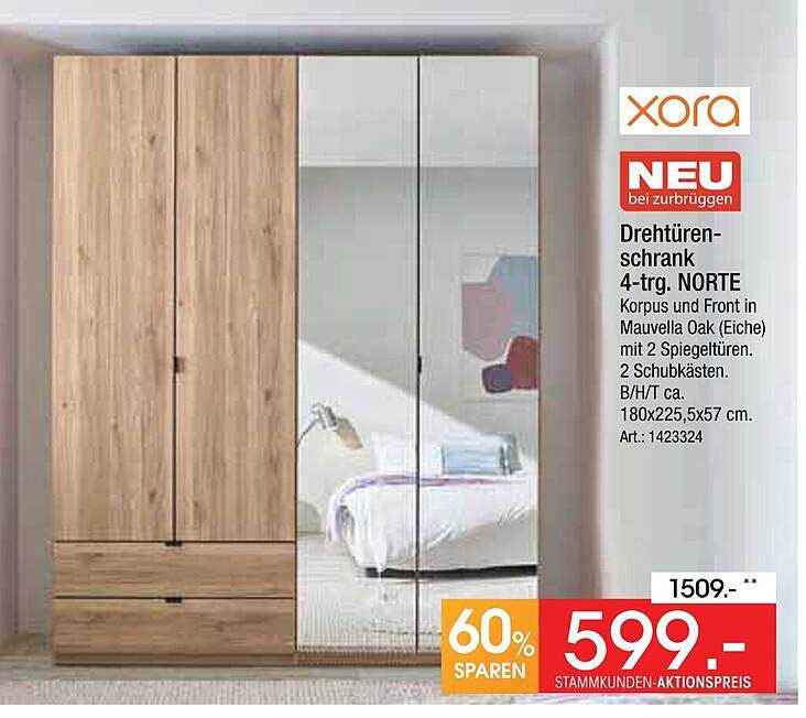 Dreh-türen-schrank 4-trg. NORTE