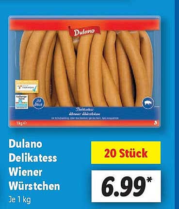 Dulano Delikatess Wiener Würstchen 20 Stück