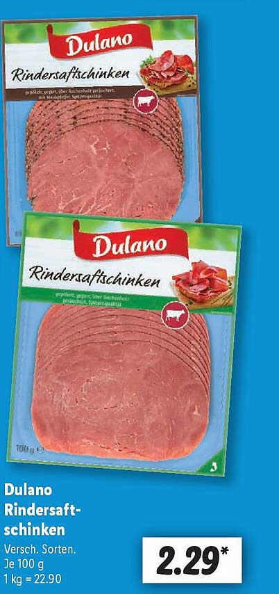 Dulano Rindersaftschinken - 100 g für nur 2,29 €