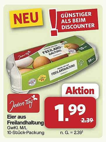 Eier aus Freilandhaltung - 10 Stück Packung