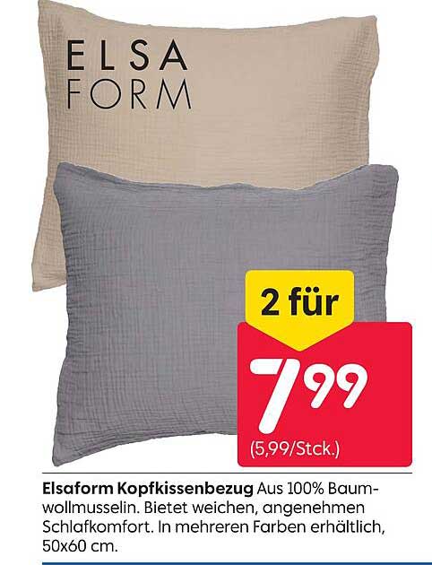Elsaform Kopfkissenbezug – 2 für 7,99 €