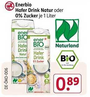 Energiebio Hafer Drink Natur oder 0% Zucker je 1 Liter