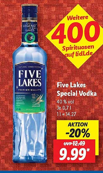 Five Lakes Special Vodka 0,7l - 20% Rabatt