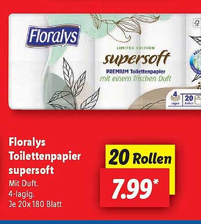 Floralys Toilettenpapier supersoft 20 Rollen