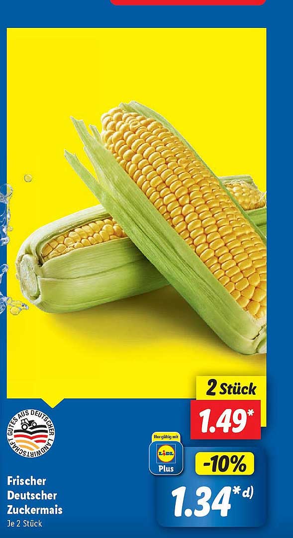Frischer Deutscher Zuckermais - 2 Stück