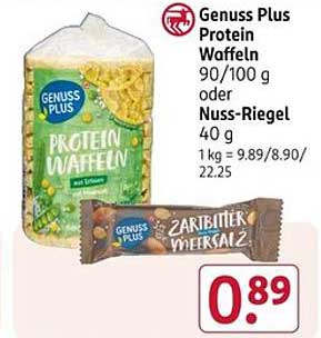 Genuss Plus Protein Waffeln 90/100 g oder Nuss-Riegel 40 g