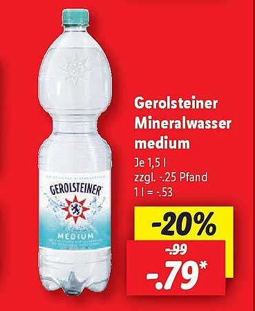 Gerolsteiner Mineralwasser medium 1,5 l