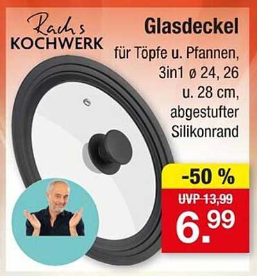Glasdeckel für Töpfe und Pfannen, 3in1 Ø 24, 26 und 28 cm, abgestufter Silikonrand