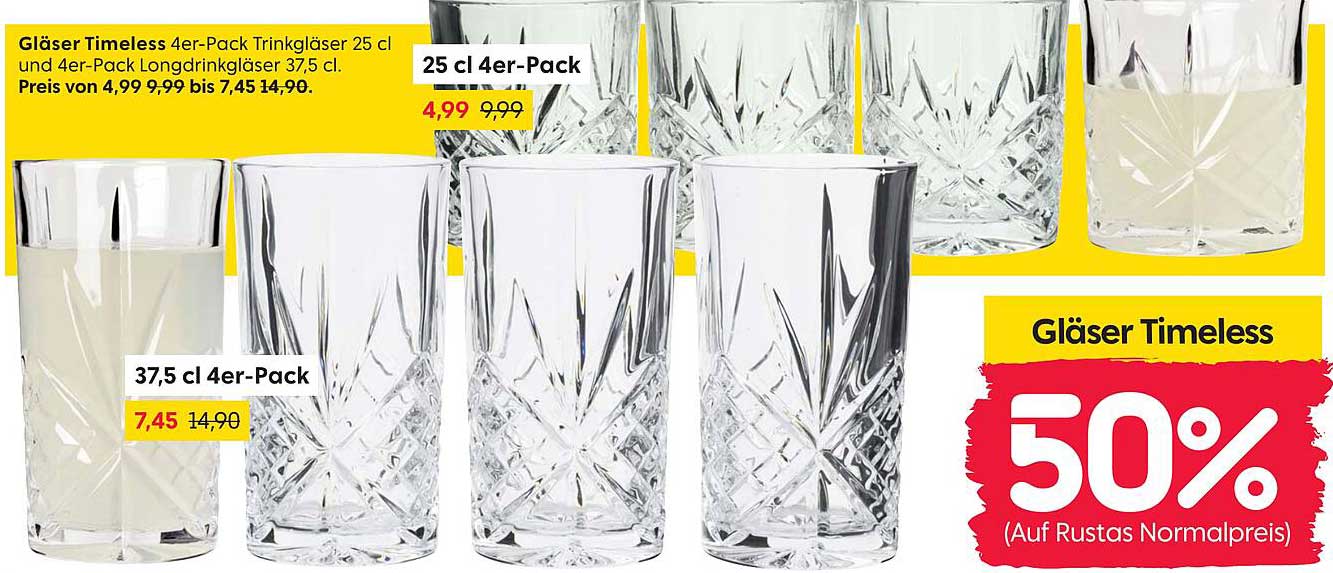 Gläser Timeless 4er-Pack Trinkgläser 25 cl und 4er-Pack Longdrinkgläser 37,5 cl