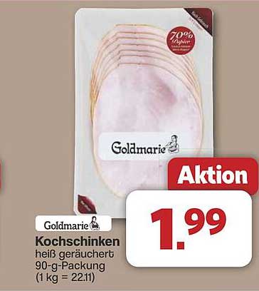 Goldmarie Kochschinken heiß geräuchert 90-g-Packung