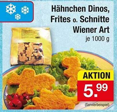 Hähnchen Dinos, Frites o. Schnitte Wiener Art je 1000 g