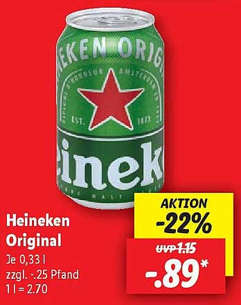 Heineken Original 0,33 l Dose