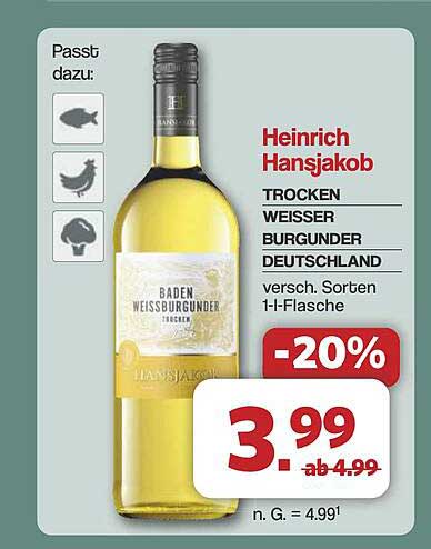 Heinrich Hansjakob Trocken Weisser Burgunder 1-Liter-Flasche