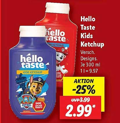 Hello Taste Kids Ketchup - Verschiedene Designs 300 ml
