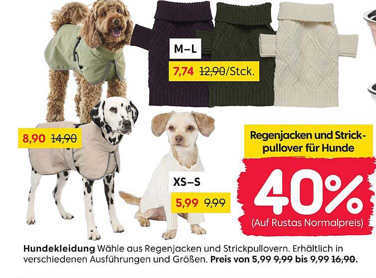 Hunde-Kleidung: Regenjacken und Strickpullover für Hunde