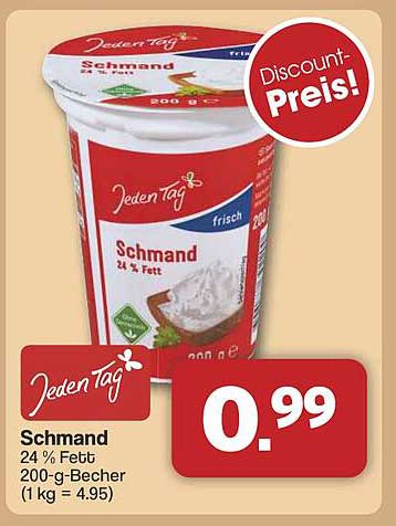 Jeden Tag Schmand 24 % Fett 200-g-Becher