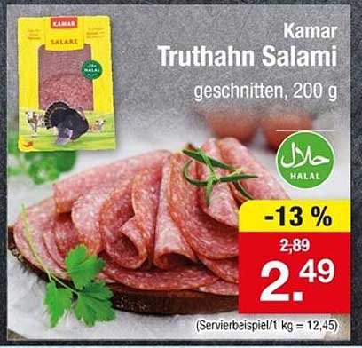 Kamar Truthahn Salami, geschnitten, 200 g