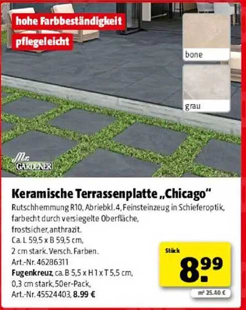 Keramische Terrassenplatte „Chicago“