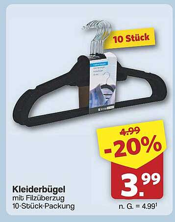 Kleiderbügel mit Filzüberzug, 10-Stück-Packung