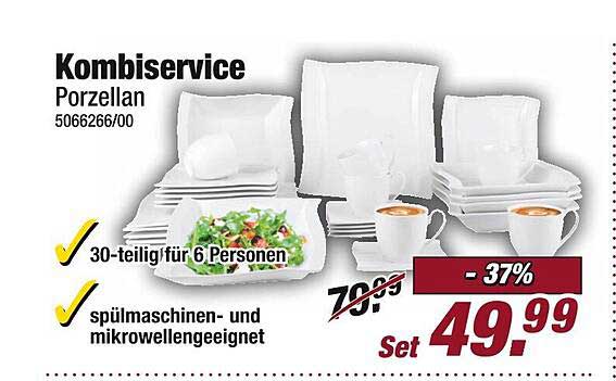 Kombiservice Porzellan 30-teilig für 6 Personen