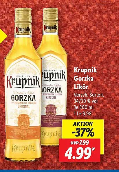 Krupnik Gorzka Likör – Verschiedene Sorten