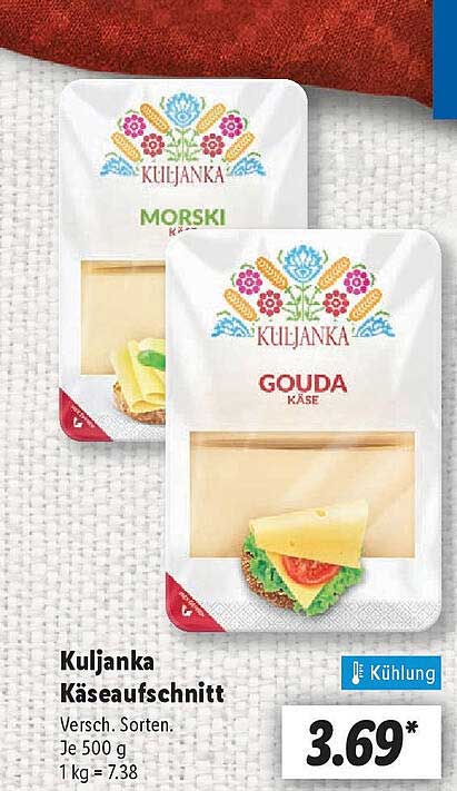 Kuljanka Käseaufschnitt 500 g - Versch. Sorten