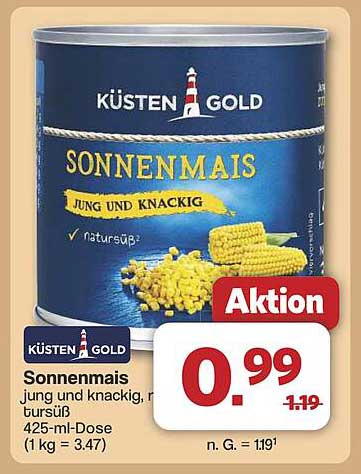 KÜSTEN GOLD Sonnenmais jung und knackig, 425-ml-Dose
