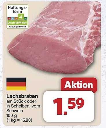 Lachsbraten am Stück oder in Scheiben, vom Schwein